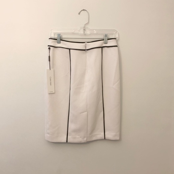 NWT Calvin Klein size 2 white pencil skirt with piping - Picture 5 of 16